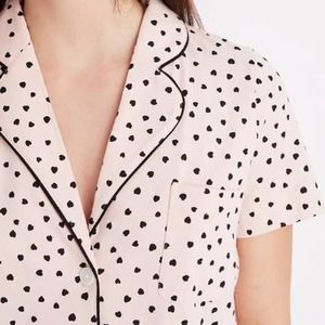 Madewell Cozy Painted Hearts Pajama Top PJs Size: XS